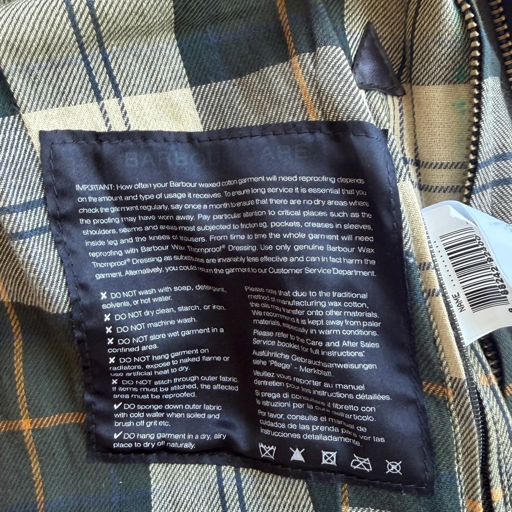 Barbour Beadnell Green Waxed Cotton Jacket with removable hood- UK 12 US 8 - Picture 7 of 8